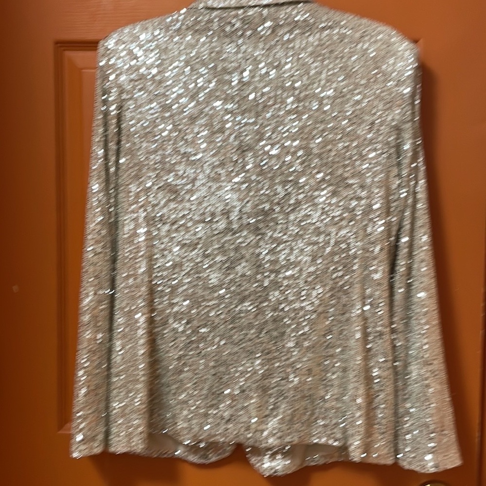 Single Breasted Sequin Embellished Champagne Blaz… - image 1